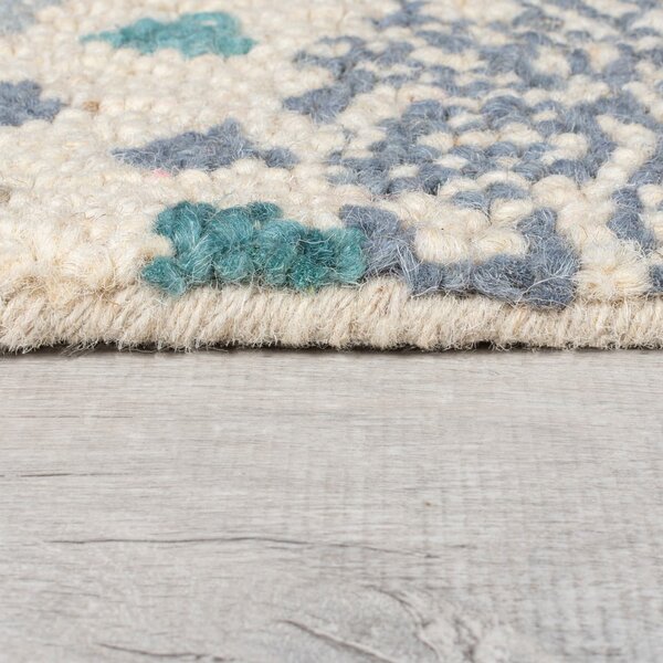 Plavi/bež ručno rađen vunen tepih 160x230 cm Eloise Patchwork – Flair Rugs