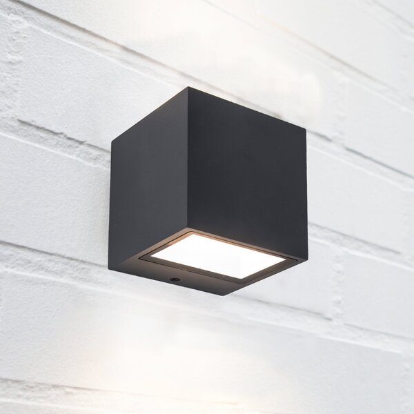LUTEC GEMINI LED vanjska zidna svjetiljka, tamnosiva, 9 x cm, IP54, gore/dolje, Sivo, Aluminij, Zidna utičnica iznad/dolje