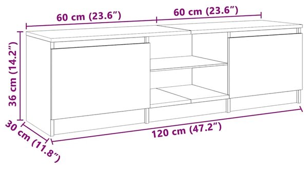 TV ormarić s LED svjetlima boja hrasta sonome 120x30x36 cm - sonoma hrast 120 x 30 x 36 cm 1 Sonoma hrast