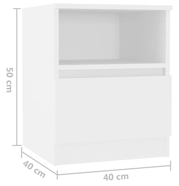 Noćni ormarići 2 kom bijeli 40 x 40 x 50 cm konstruirano drvo - Bijela 2 Bijela 2