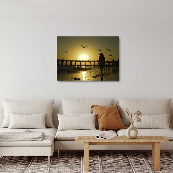 Staklena slika - Šetnja plažom (70x50 cm)