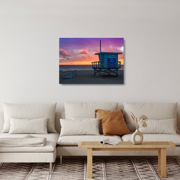 Staklena slika plaže Santa Monica (70x50 cm)