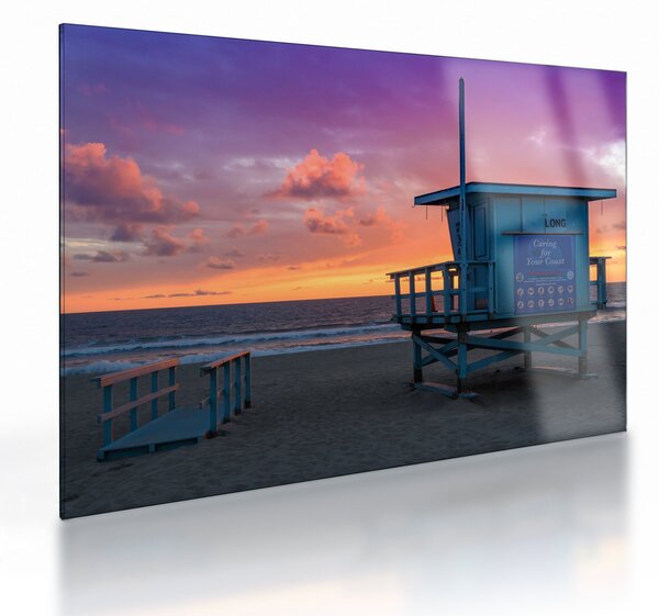 Staklena slika plaže Santa Monica (70x50 cm)