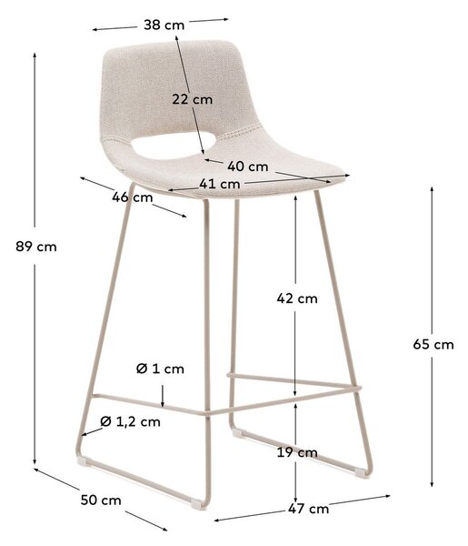 Bež barska stolica (visine sjedala 65 cm) Zahara – Kave Home