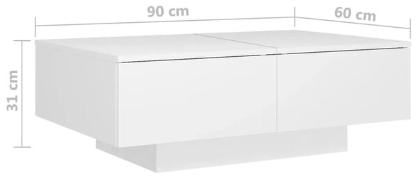 Stolić za kavu bijeli 90 x 60 x 31 cm od konstruiranog drva - Bijela 90 x 60 x 31 cm 1 Bijela