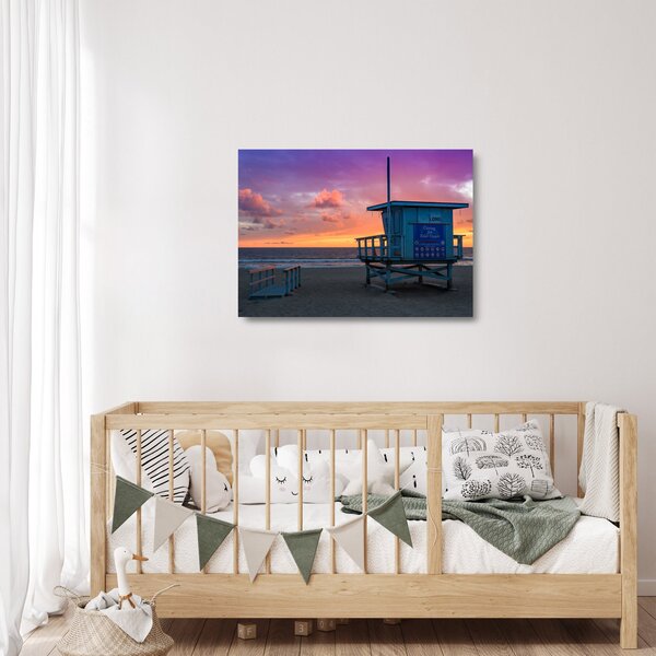 Staklena slika plaže Santa Monica (70x50 cm)