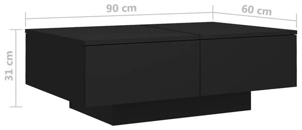 Stolić za kavu crni 90 x 60 x 31 cm od konstruiranog drva - Crna 90 x 60 x 31 cm 1 Crna