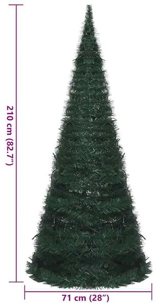 Prigodno osvijetljeno umjetno božićno drvce zeleno 210 cm - 210 x 71 cm 1 1 1