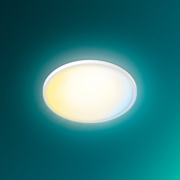 Philips Superslim LED stropna svjetiljka, bijela, CCT, prigušiva, prigušiva, Bijela, Dnevni boravak/blagovaonica, Plastika