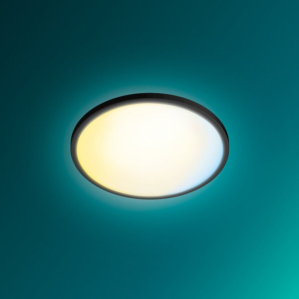 Philips Superslim LED stropna svjetiljka, crna, CCT, prigušiva, prigušiva, Crno, Dnevni boravak/blagovaonica, Plastika