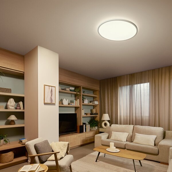 Philips Superslim LED stropna svjetiljka, bijela, CCT, prigušiva, prigušiva, Bijela, Dnevni boravak/blagovaonica, Plastika