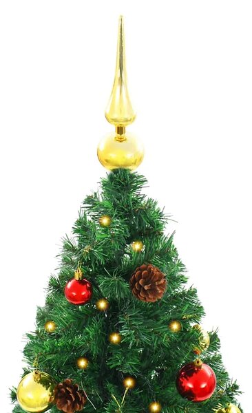 Umjetno osvijetljeno božićno drvce s kuglicama zeleno 210 cm - Zelena 210 x 110 cm 1 1