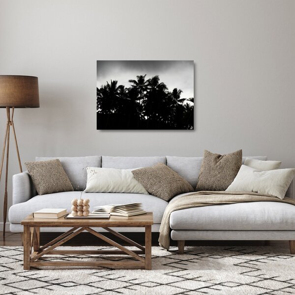 Crno-bijela staklena slika - palme (70x50 cm)