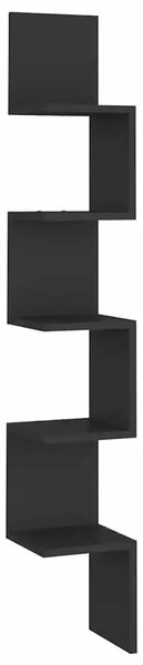 Zidne kutne police crne 20 x 20 x 127 5 cm konstruirano drvo - Crna 20 x 20 x 127.5 cm 1 1