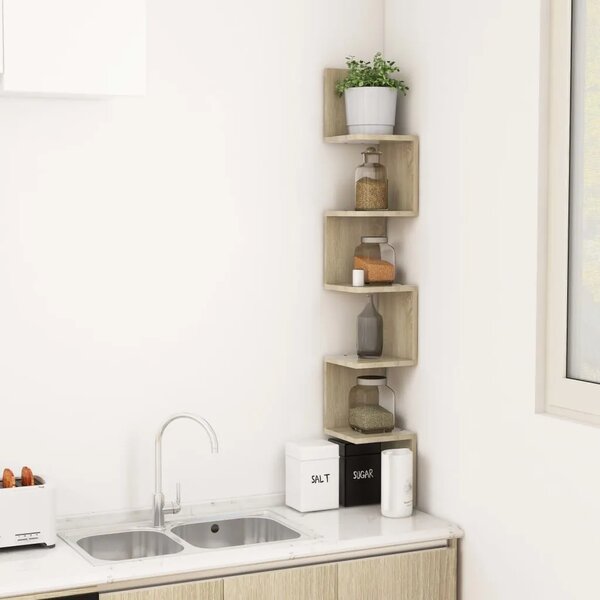 Zidne kutne police boja hrasta sonome 20 x 20 x 127 5 cm drvene - sonoma hrast 20 x 20 x 127.5 cm 1 1