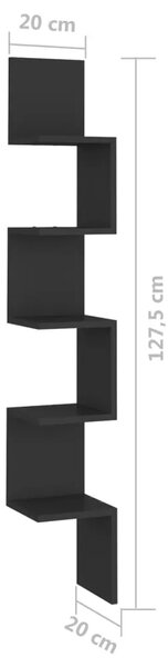 Zidne kutne police crne 20 x 20 x 127 5 cm konstruirano drvo - Crna 20 x 20 x 127.5 cm 1 1