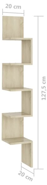 Zidne kutne police boja hrasta sonome 20 x 20 x 127 5 cm drvene - sonoma hrast 20 x 20 x 127.5 cm 1 1