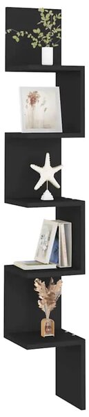Zidne kutne police crne 20 x 20 x 127 5 cm konstruirano drvo - Crna 20 x 20 x 127.5 cm 1 1