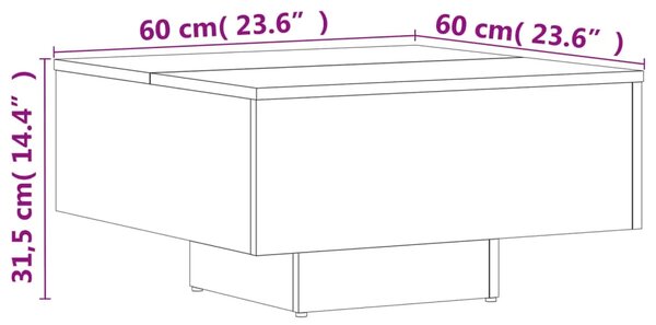 Stolić za kavu bijeli 60 x 60 x 31 5 cm konstruirano drvo - Bijela 1 Bijela