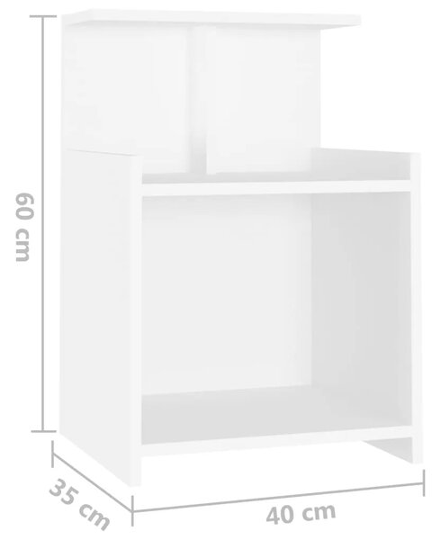 Noćni ormarići 2 kom bijeli 40 x 35 x 60 cm konstruirano drvo - Bijela 2 Bijela 2