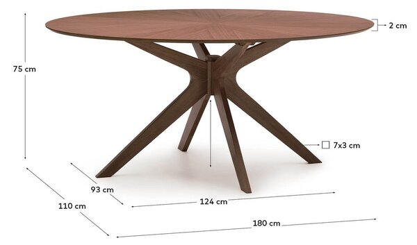Blagovaonski stol s pločom stola u dekoru oraha 110x180 cm Naanim – Kave Home