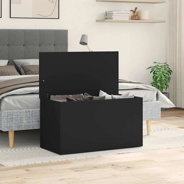 Škrinja za pohranu crna 84 x 42 x 46 cm od konstruiranog drva - Crna 84 x 42 x 46 cm 1 Crna