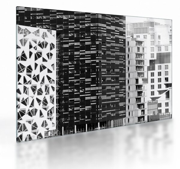 Staklena slika crno-bijele arhitekture (70x50 cm)