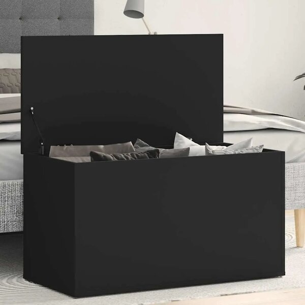 Škrinja za pohranu crna 84 x 42 x 46 cm od konstruiranog drva - Crna 84 x 42 x 46 cm 1 Crna