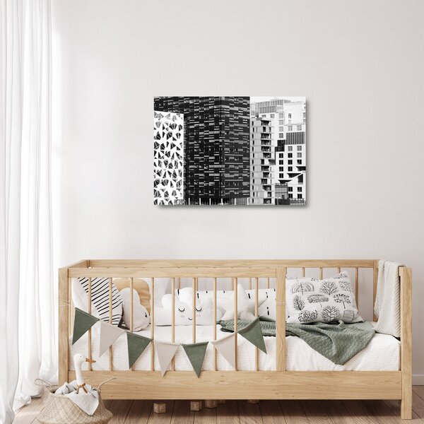Staklena slika crno-bijele arhitekture (70x50 cm)