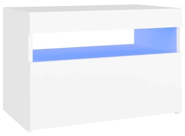 Noćni ormarić LED svjetla visoki sjaj bijeli 60x35x40 cm drvo - Bijela 1 Bijela 1