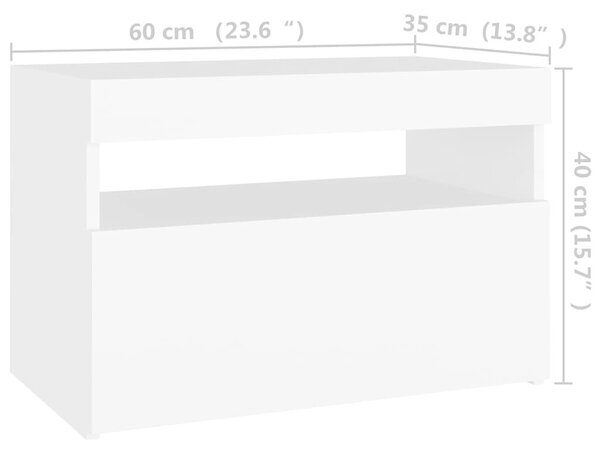 Noćni ormarić LED svjetla visoki sjaj bijeli 60x35x40 cm drvo - Bijela 1 Bijela 1