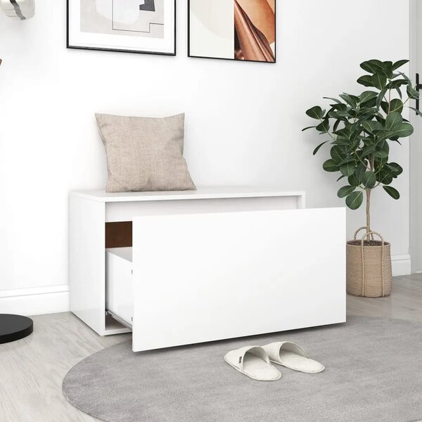 Klupa za hodnik 80 x 40 x 45 cm bijela od konstruiranog drva - Bijela Bijela