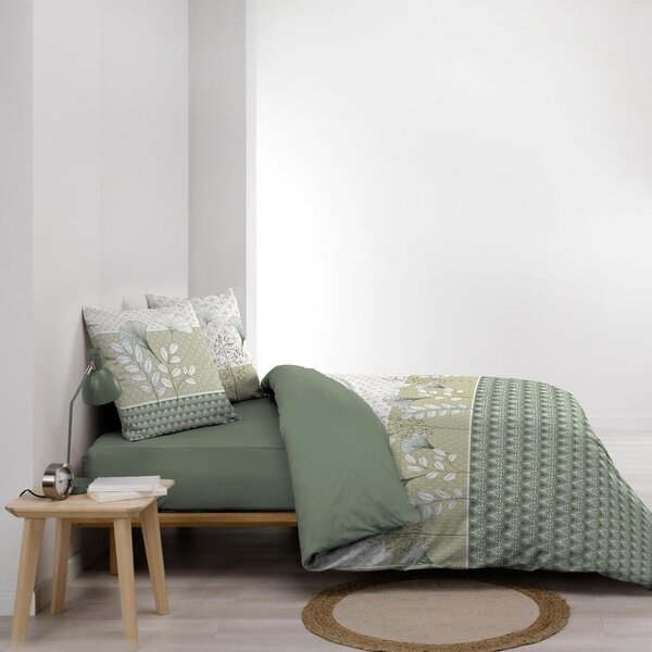 Bijela/zelena pamučna posteljina za bračni krevet/za produženi krevet 240x220 cm Poetine – douceur d'intérieur