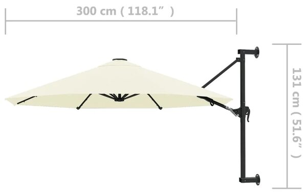 Zidni suncobran s metalnom šipkom 300 cm boja pijeska - Pijesak 1 Pijesak