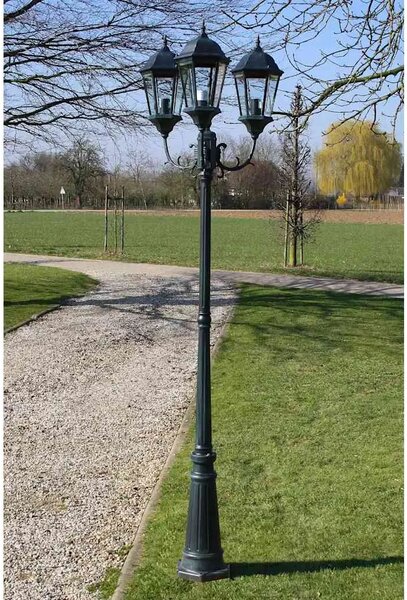 Vrtna stupna svjetiljka 3-lanterne 230 cm tamno zelena/crna - dark green and black 1 3 Tamno zelena i crna