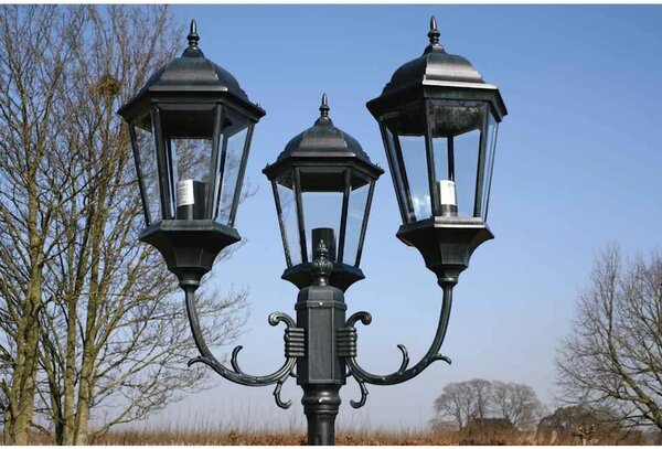 Vrtna stupna svjetiljka 3-lanterne 230 cm tamno zelena/crna - dark green and black 1 3 Tamno zelena i crna