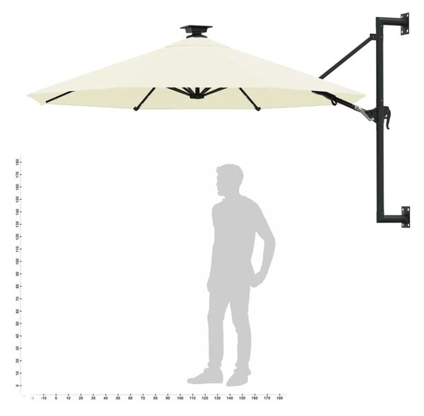 Zidni vrtni suncobran s LED svjetlima 300 cm boja pijeska - Pijesak 1 Pijesak