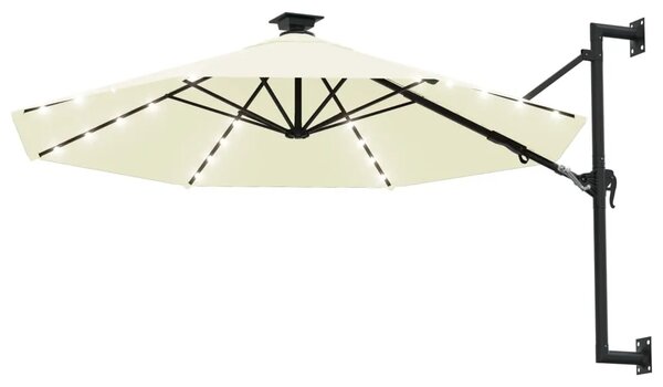Zidni vrtni suncobran s LED svjetlima 300 cm boja pijeska - Pijesak 1 Pijesak