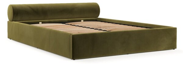Tamno zeleni tapecirani bračni krevet s prostorom za odlaganje s podnicom 180x200 cm Solvo – Maison de Rêve