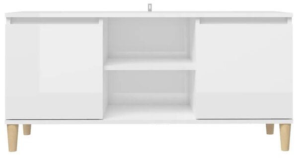 TV ormarić s drvenim nogama sjajni bijeli 103 5x35x50 cm - Visoko sjajno bijela 1 Visoko sjajno bijela