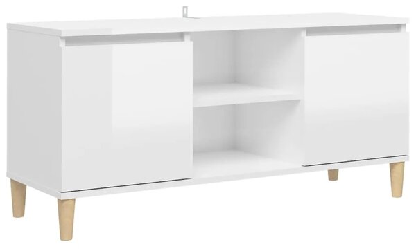 TV ormarić s drvenim nogama sjajni bijeli 103 5x35x50 cm - Visoko sjajno bijela 1 Visoko sjajno bijela