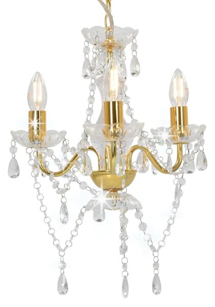 Luster s perlama zlatni okrugli 3 x E14 - Zlatno 1 1 Zlatno