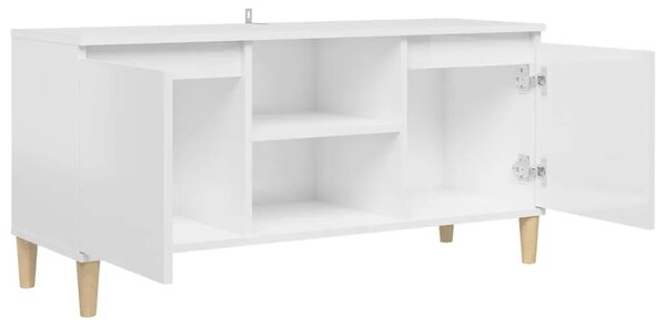 TV ormarić s drvenim nogama sjajni bijeli 103 5x35x50 cm - Visoko sjajno bijela 1 Visoko sjajno bijela