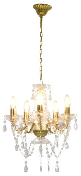 Luster s kristalnim perlama zlatni okrugli 5 x E14 - Zlatno 1 1 Zlatno