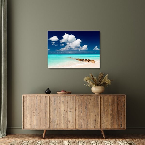 Staklena slika - Tropska plaža (70x50 cm)