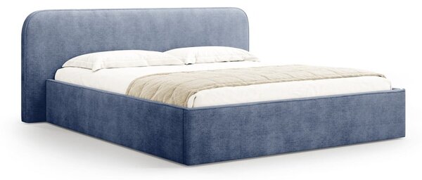 Tamno plavi tapecirani bračni krevet s prostorom za odlaganje s podnicom 160x200 cm Elizabeth – Micadoni