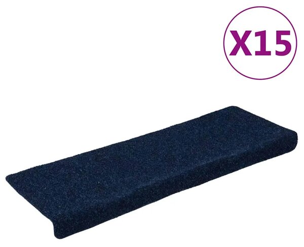Prostirke za stepenice samoljepljive 15 kom 65x21x4 cm tamnoplave pravokutne rubove - Mornarsko plava 15 Mornarsko plava 15