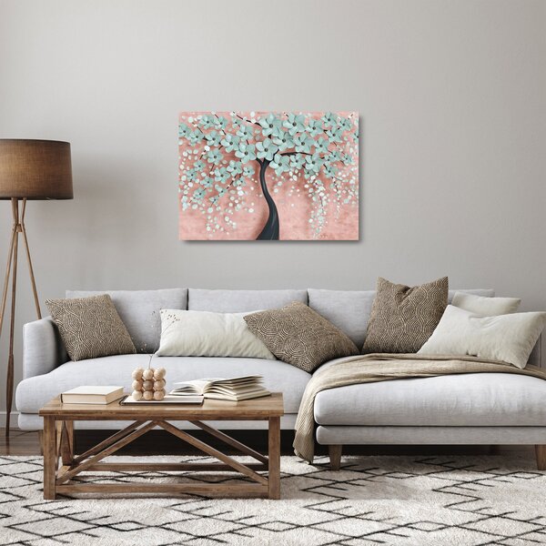 Staklena slika - Pastelno plavi cvjetovi (70x50 cm)