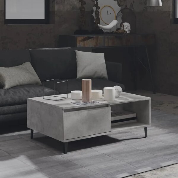 Stolić za kavu boja betona 90 x 60 x 35 cm konstruirano drvo - Beton siva 1 Beton siva