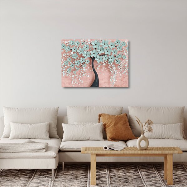 Staklena slika - Pastelno plavi cvjetovi (70x50 cm)